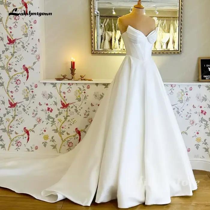 Lakshmigown – robe De mariée classique en Satin doux, ligne A, robes De mariée De plage personnalisé