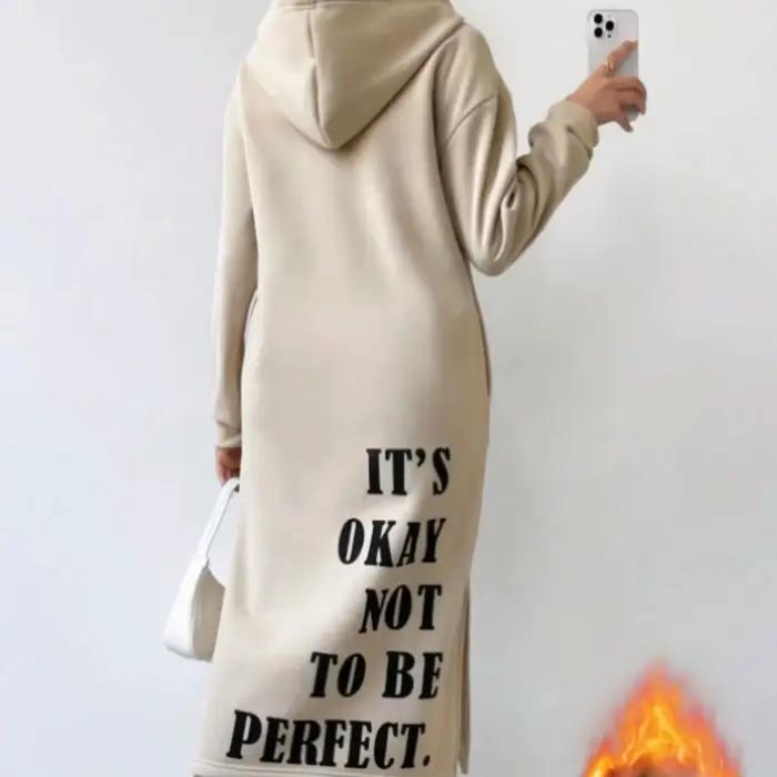 Robe sweat-shirt à capuche pour femmes, grande taille, motif fendu, robe sweat-shirt