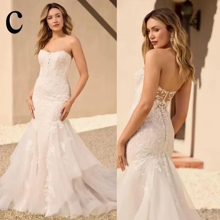 CHANDELA classique Illusion robe De mariée pour les femmes Appliques volants Tulle bretelles brosse 