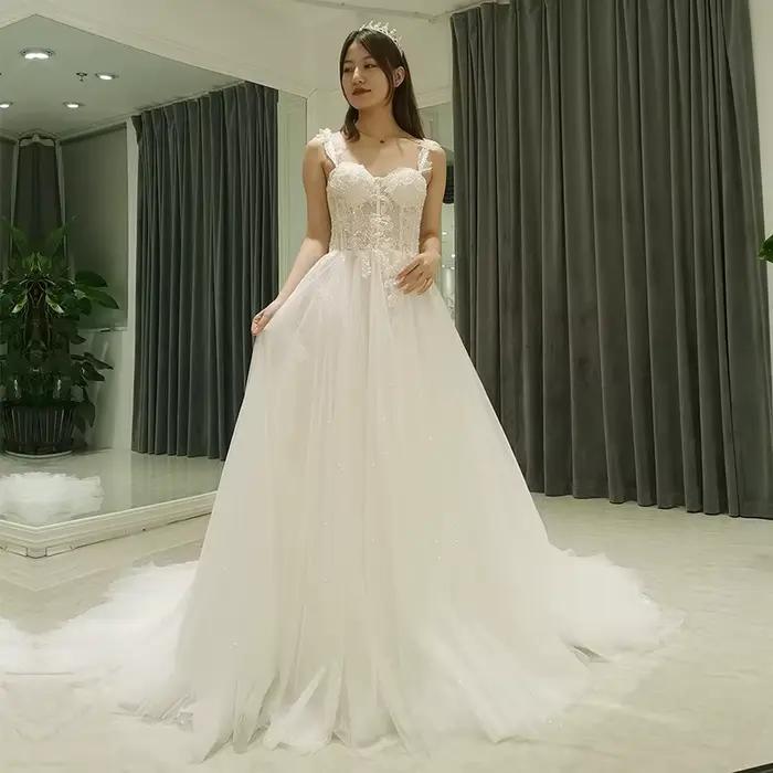 SL-8342 robes de mariée personnalisées mariee simples robes de mariée élégante plage moderne longues