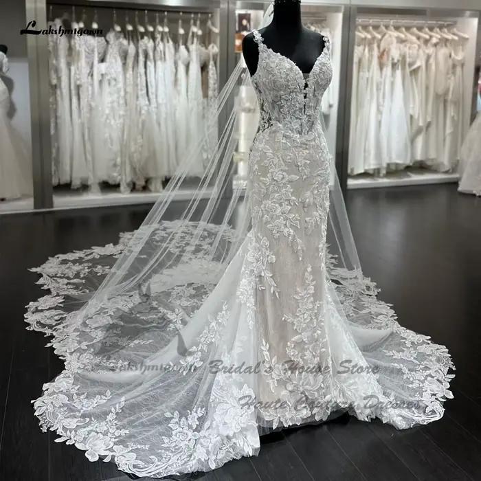 Yanshmigown-Robe de sirène en dentelle personnalisée pour femme, Robe de luxe élégante, Patients d'é