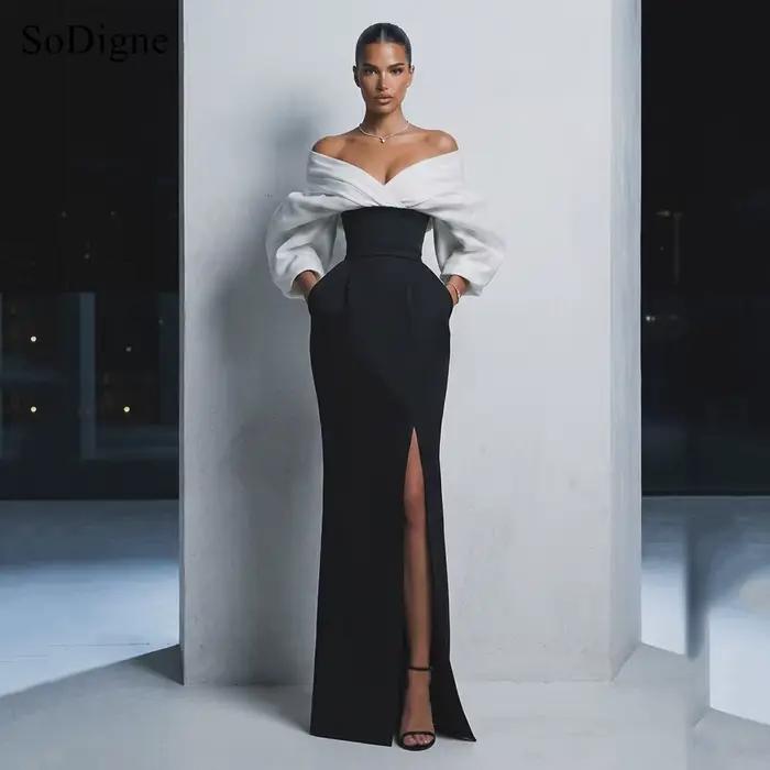 SoDigne – robes de soirée élégantes, plissées, décolleté en cœur, robe de soirée simple, fente latér