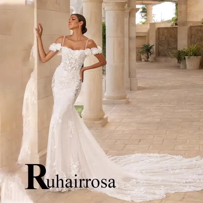 Ruhair – robe De mariée sirène, épaules dénudées, à la mode, avec des Appliques en dentelle, Corset,