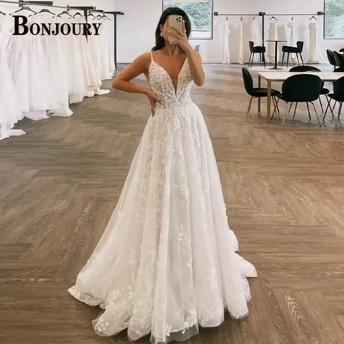 BONChain-Robes de mariée A-Line pour femmes, URY Pastrol, Robe de mariée en tulle, Sur commande