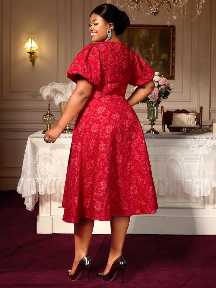 Jacquard Dresses for Women Square Collar Short Puff Sleeves High Waist A Line Fashion Celebrate Homecoming Event Party Gowns