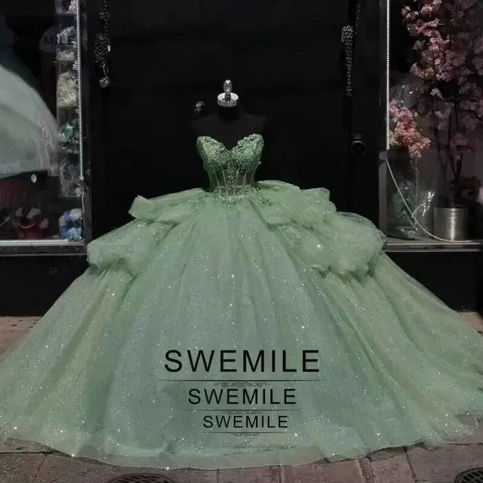 Robes de Quinceañera vert sauge SWEMILE