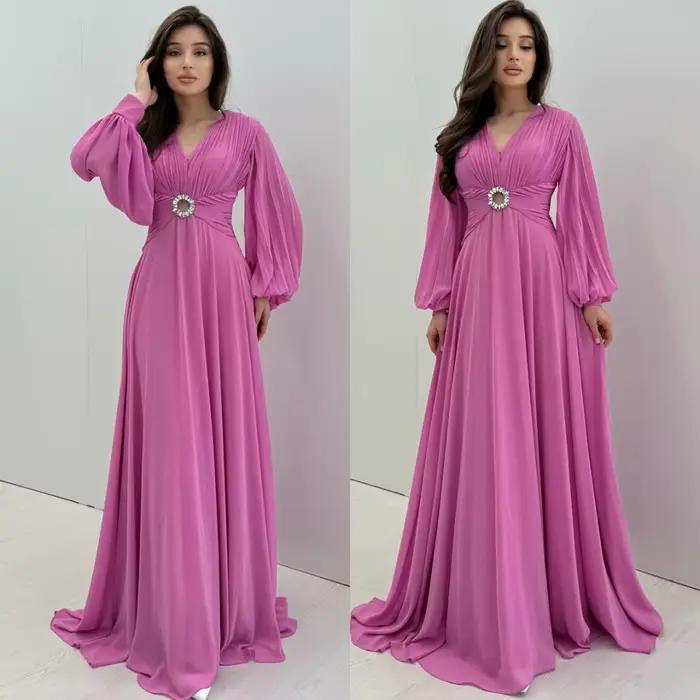 Robe de soirée formelle personnalisée en mousseline de soie