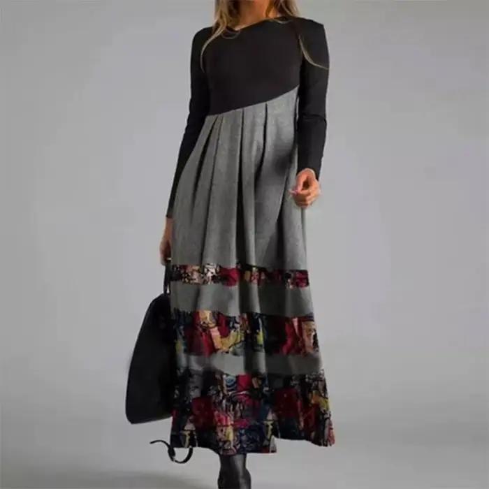 Robe longue élégante à col en V pour femmes