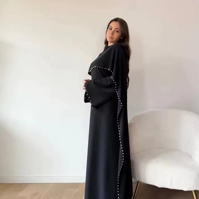 Dubaï perle Cape Abayas pour femmes Robe modeste Eid Djellaba musulman Islam vêtements turquie caftan Kebaya