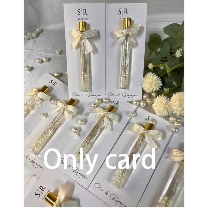 Carte cadeau de parfum personnalisée pour invités de mariage, réception nuptiale personnalisée, fiançailles, conception de remerciement, texte, nom imprimé, carte postale, bricolage