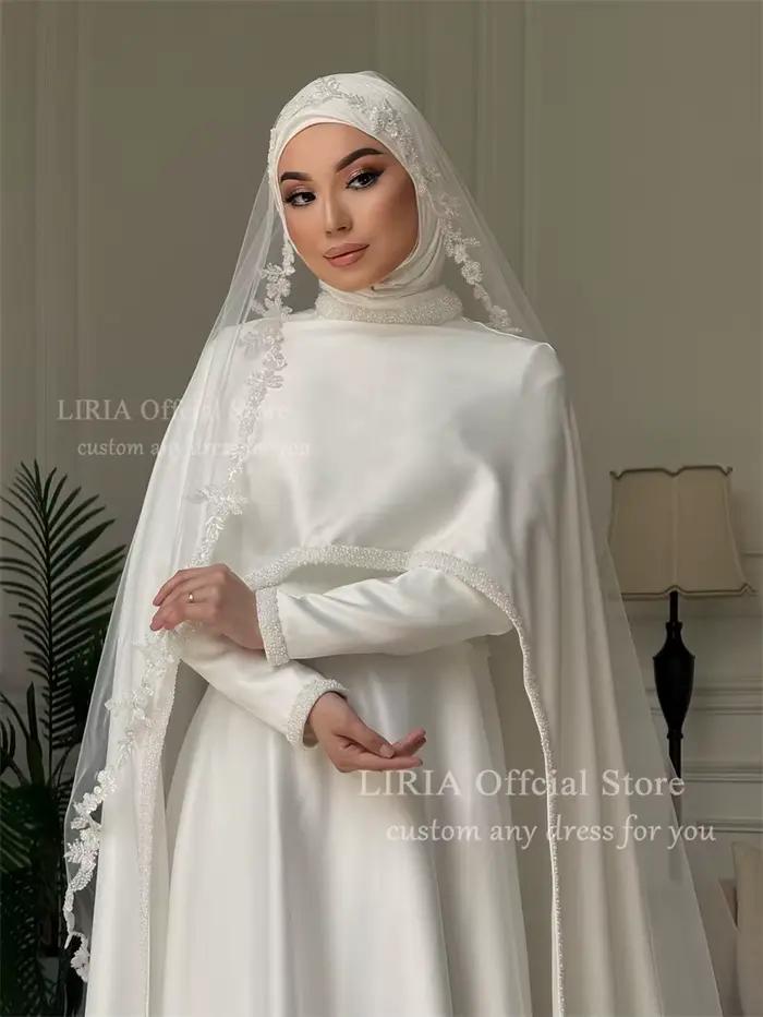 SSYTENS Robes de mariée musulmanes modestes en satin