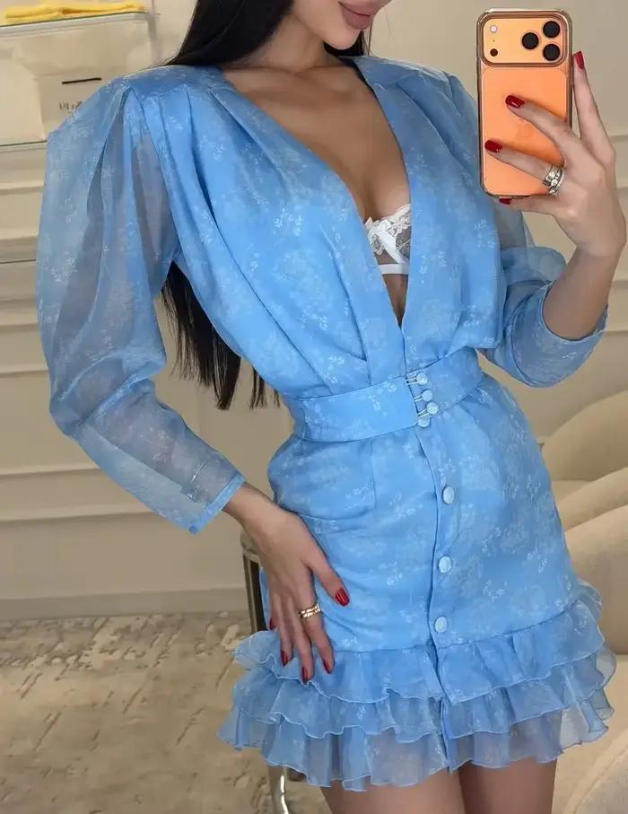 Robe Courte Élégante à Imprimé Floral