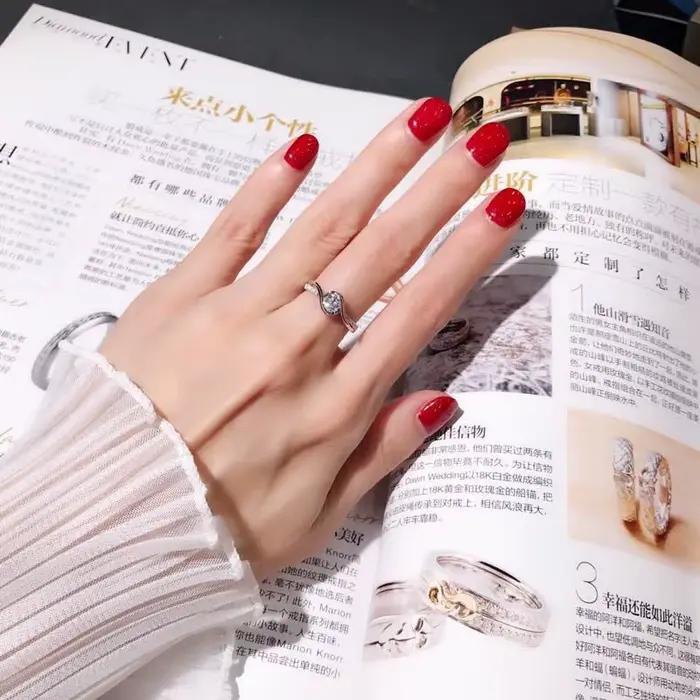 Bague de promesse élégante en argent Sterling 925, Solitaire en Zircon, Surround soyeux, bijoux de fiançailles et de mariage