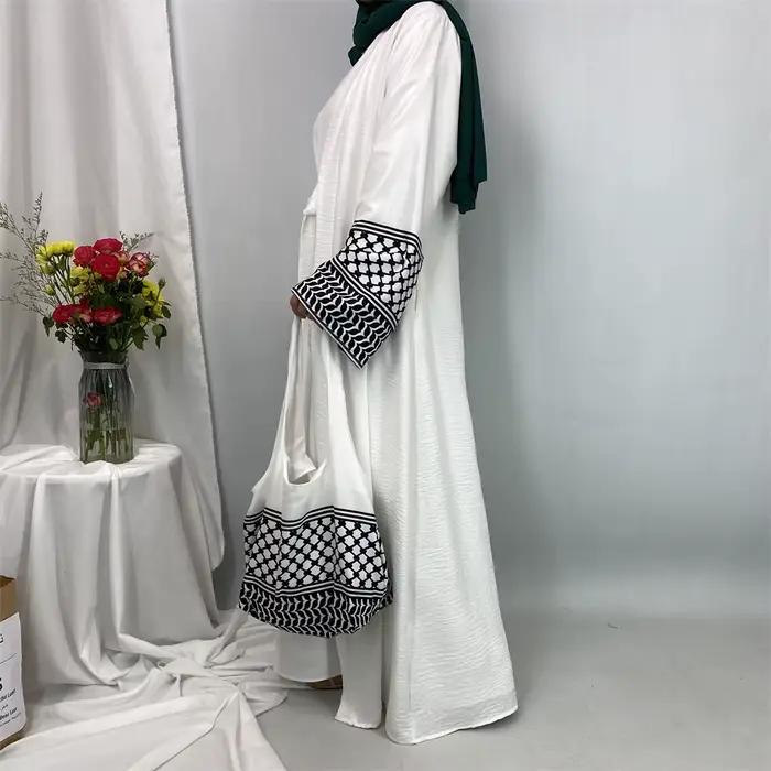 Dubaï élégant caftan Robe modeste Abayas musulman ouvert Abaya et sac femmes Islam