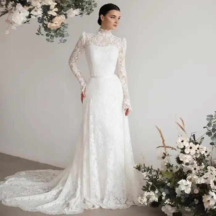 Robe de mariée sirène élégante en dentelle pour femme