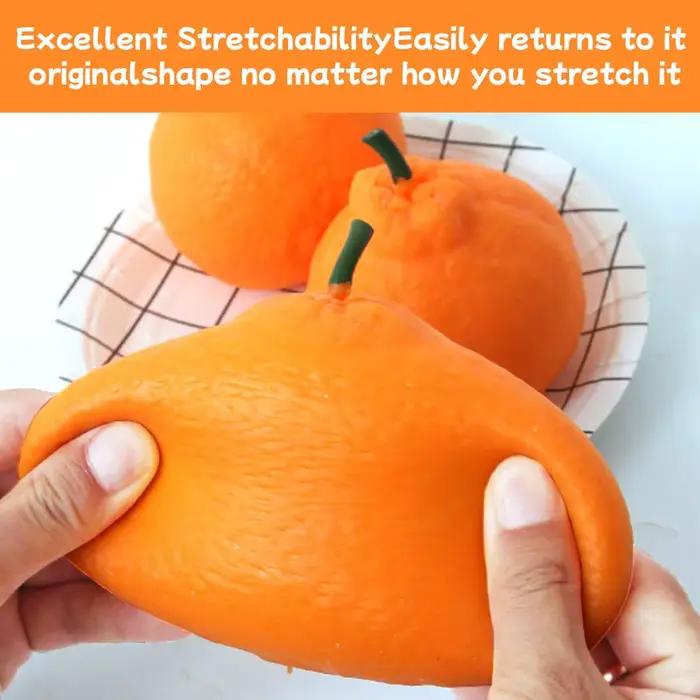 Balle anti-stress réaliste orange - Jouet à presser à remontée lente pour soulager l'anxiété