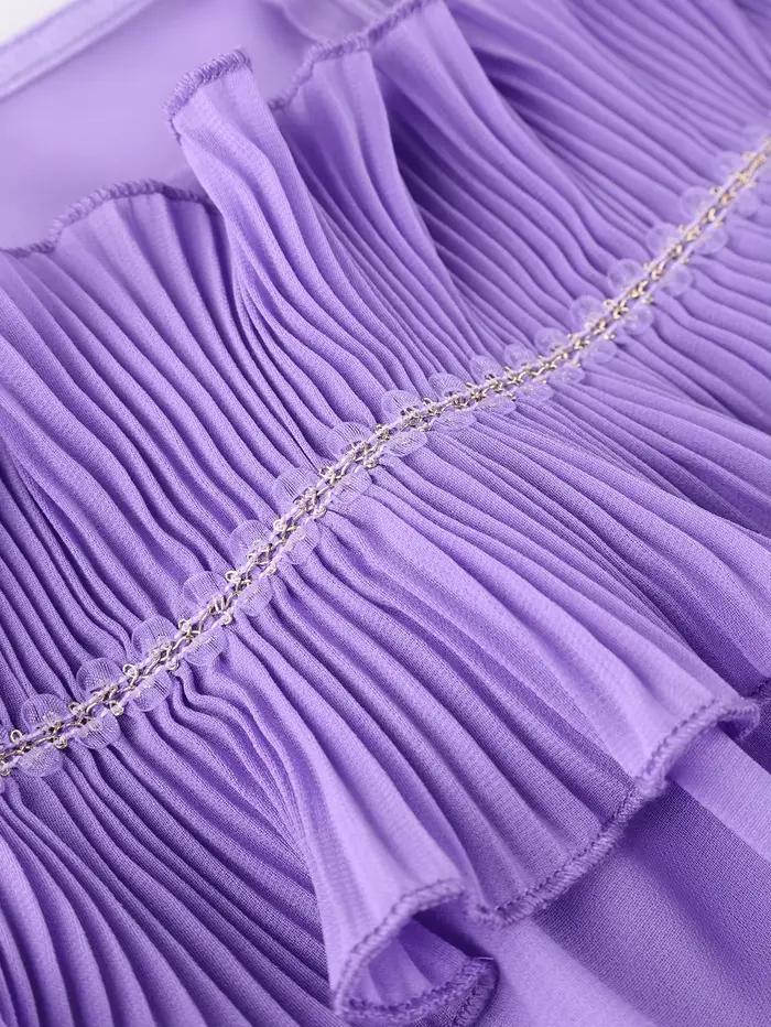Robe de cérémonie élégante en mousseline plissée