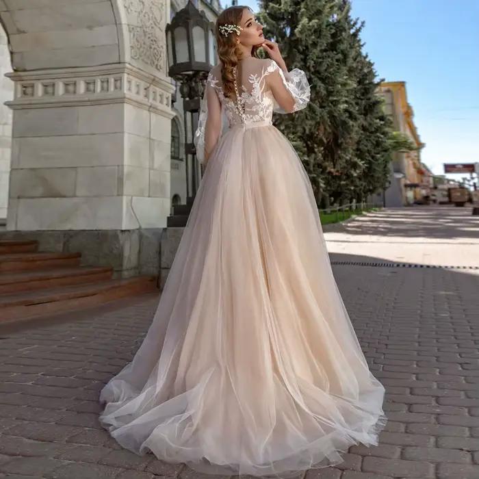 Robe de Mariée Trapèze en Dentelle