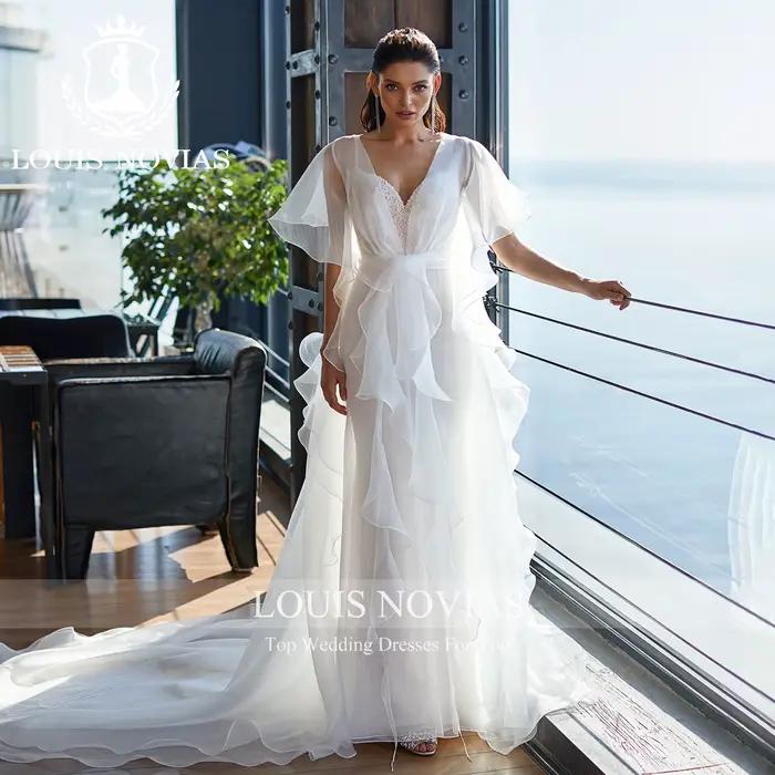LOUIS NOVIAS 2IN1 robe De mariée sirène avec veste chérie perles paillettes mince trompette