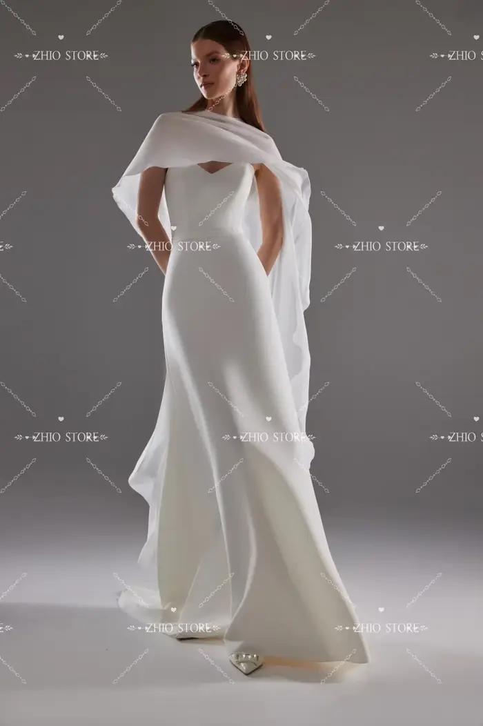 Robe de mariée sirène fluide ZHIO en satin mat et mousseline
