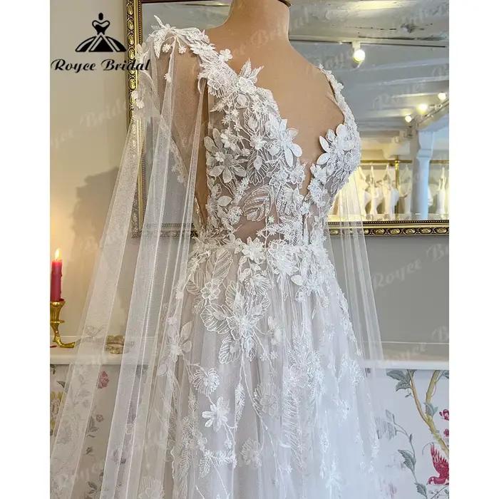 Robe de mariée romantique en dentelle florale