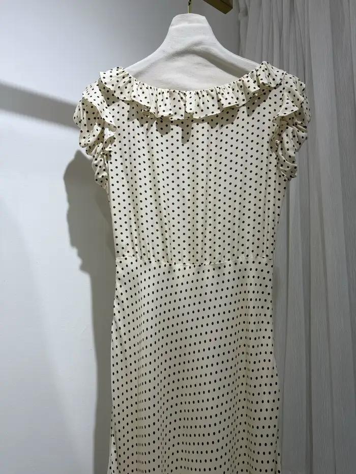 Robe élégante pour femme en mélange de soie à pois
