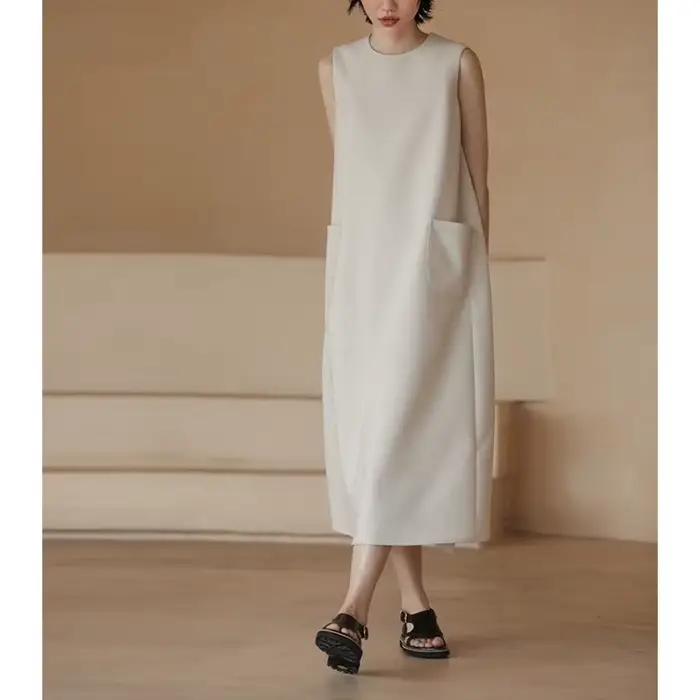 Fibdress-Robe droite ample sans manches pour femme