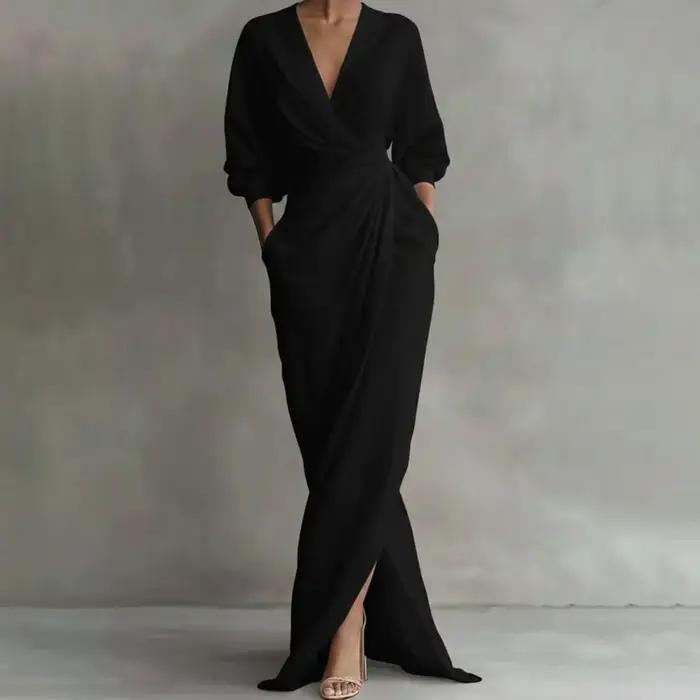 Robe longue fendue pour femme
