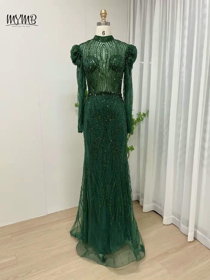 Robes musulmanes à col haut et manches longues pour mère de la mariée