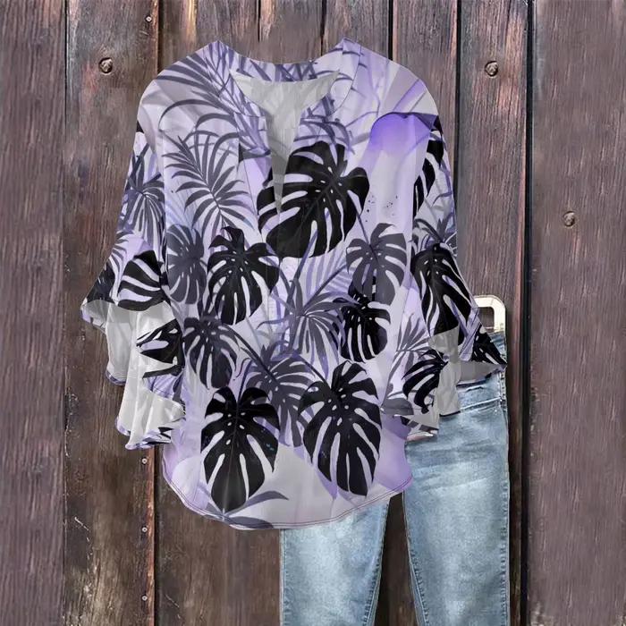Chemisier Boho Chic imprimé palmier Tropical pour femmes