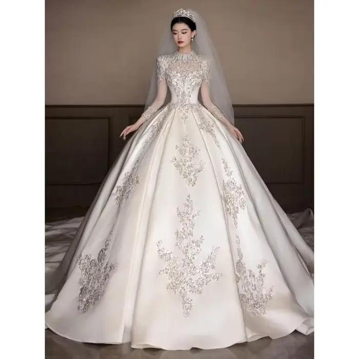 Robe de mariée Palace en Satin à manches longues