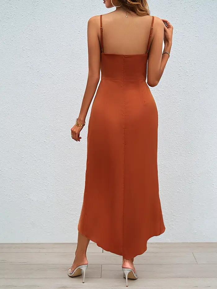 Robe de cocktail en fibre de satin avec décolleté en V, sans manches, pour femmes de tous les âges, idéale pour les soirées de gala, mariages et autres événements spéciaux