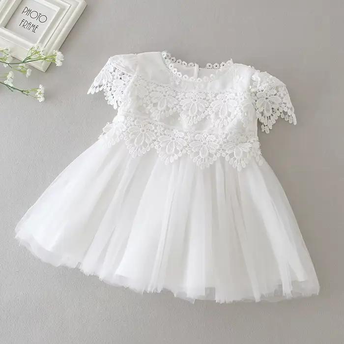 Robe blanche pour bébé fille fleur dentelle Tulle