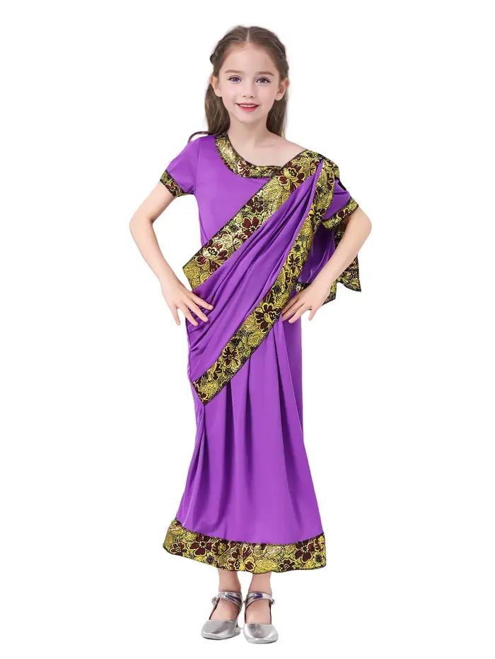 Robe de princesse ethnique indienne glamour déguisement de Noël Bollywood sari de cosplay pour enfants occasions spéciales