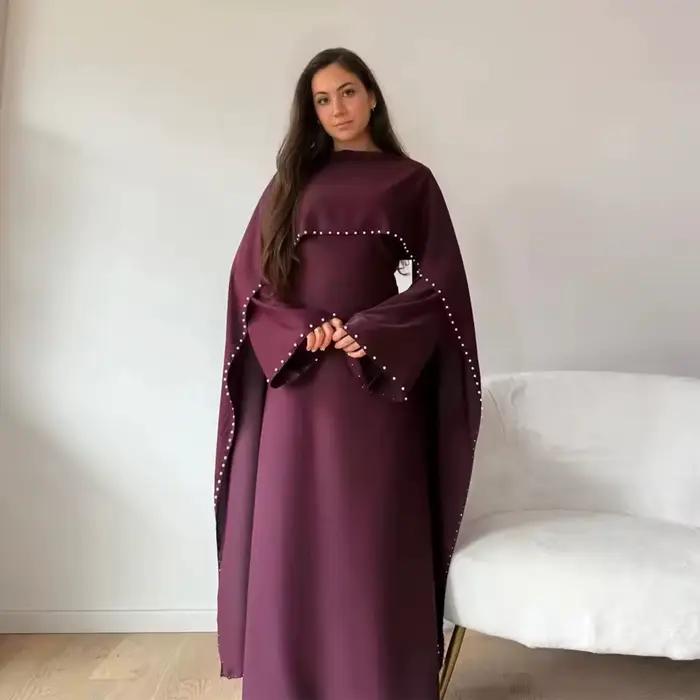 Dubaï perle Cape Abayas pour femmes Robe modeste Eid Djellaba musulman Islam vêtements turquie caftan Kebaya