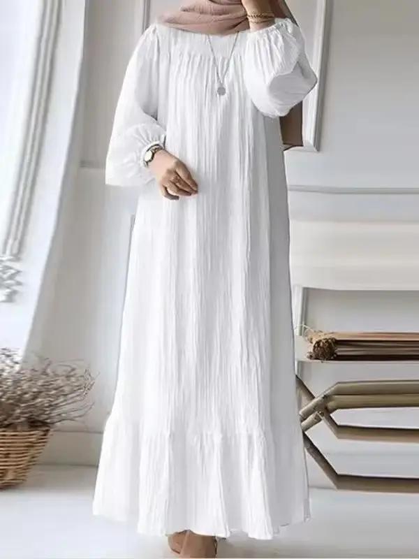 Robe femme printemps automne nouvelle mode manches à bulles rétro confortable décontracté respirant poche à volants