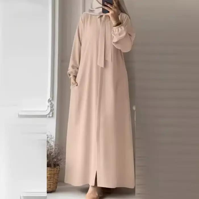 Abaya-Robe musulmane à col rabattu pour femmes musulmanes