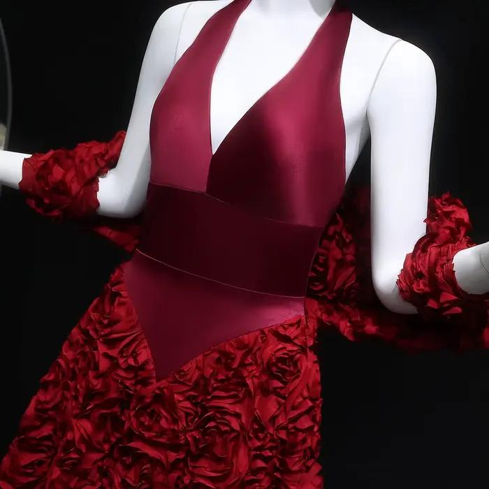 Sharon Said Dubai luxe bordeaux licou robes de soirée avec veste pour les femmes