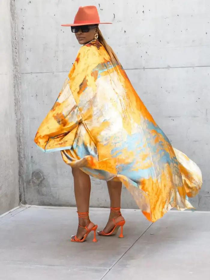 Robe caftan pour femmes, Cardigan imprimé de Style ethnique, Kimono, vêtements d'extérieur, imitation soie imprimée, mode décontractée, Poncho, grande taille