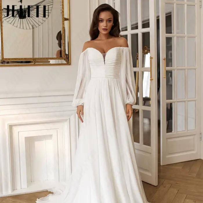 Robe de Mariée A-Line Mousseline JEHETH Personnalisable