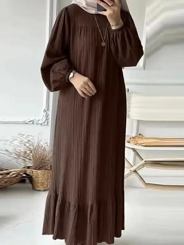 Robe femme printemps automne nouvelle mode manches à bulles rétro confortable décontracté respirant poche à volants