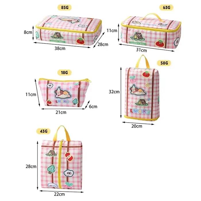 Sac de rangement de voyage de grande capacité, mignon, étanche, dessin animé, vêtements portables, sous-vêtements, chaussures, sac de rangement de bagages avec fermeture éclair