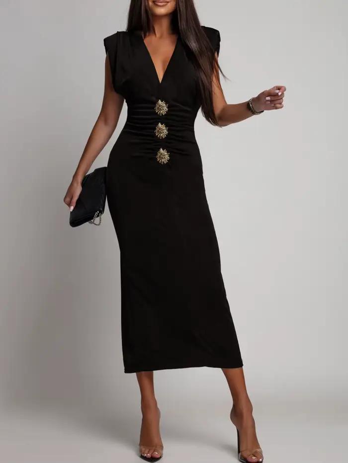 Robe de soirée moulante sans manches pour femme