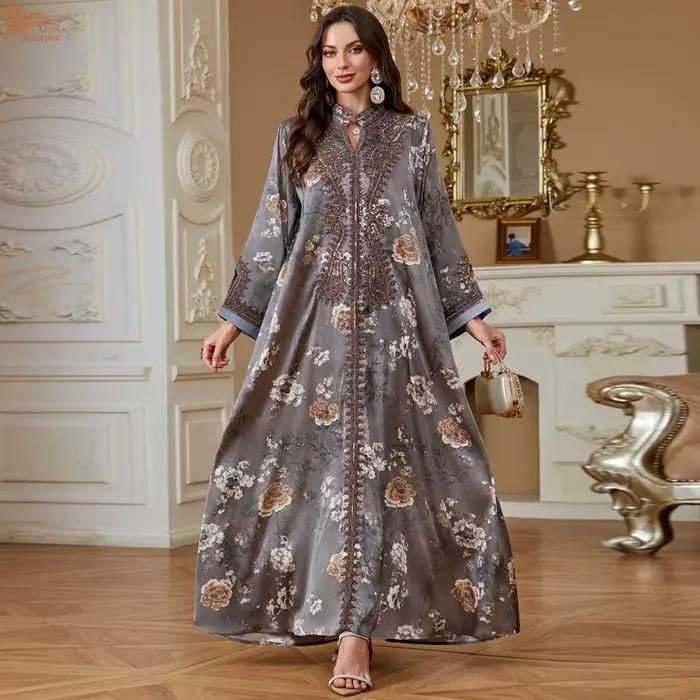 Robe Ramadan Caftan marocain pour Occasions robes de soirée Satin Abaya femme dubaï luxe femmes