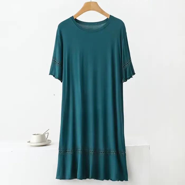 Grande taille Modal tenue de nuit pour femmes nuisette surdimensionné à manches courtes chemises