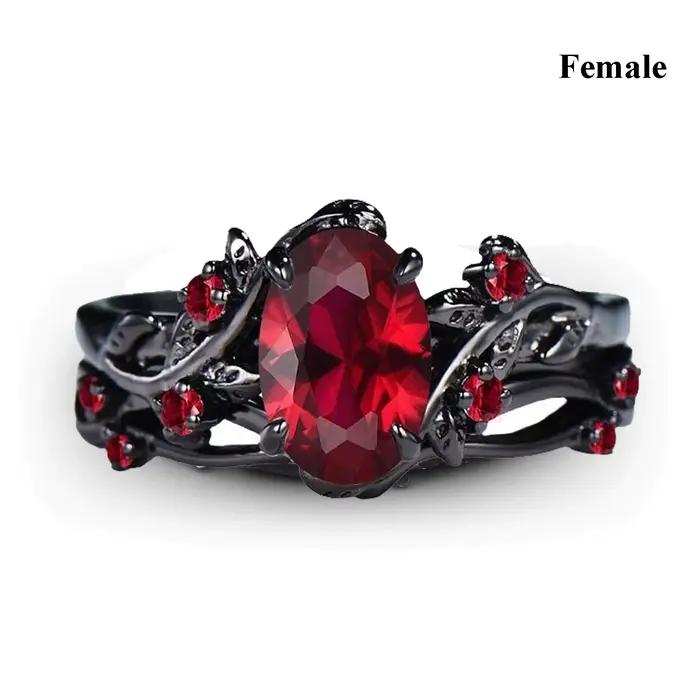 Bagues de Couple à breloques romantiques pour femmes et hommes, ensemble de bagues en strass rouges, tendance, en acier inoxydable, Dragon celtique, bijoux de mariage