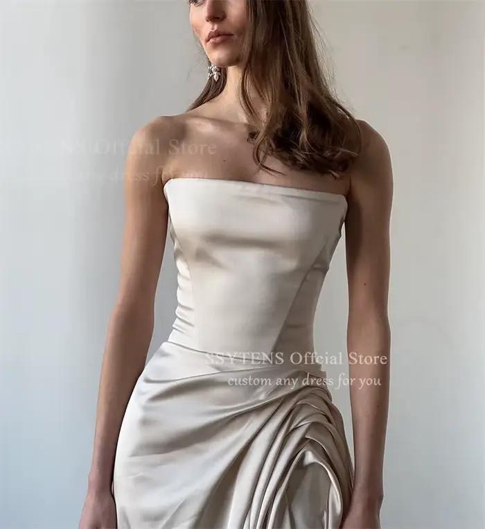 Robe de mariée élégante beige clair SSYTENS