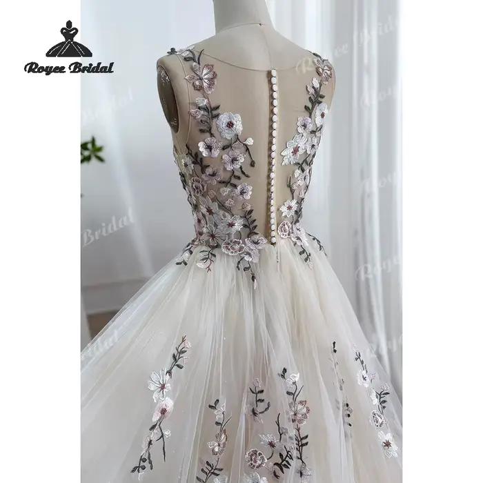 Robes de mariée en mousseline de soie à motif floral forestier