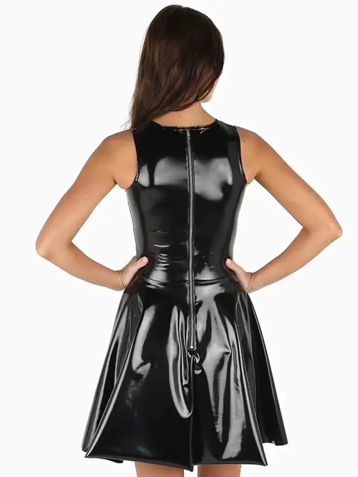 Robe plissée en similicuir pour femmes style décontracté élégant occasions spéciales toute la saison