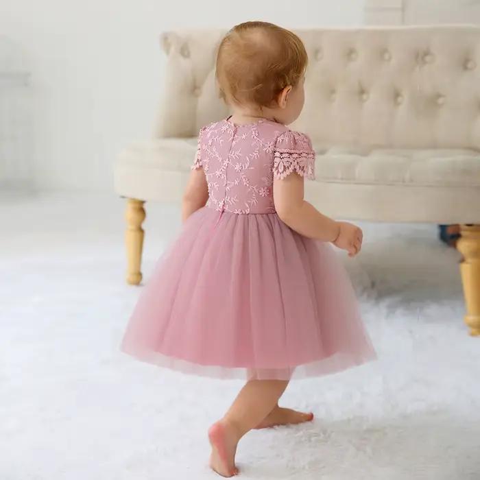 Robe blanche pour bébé fille fleur dentelle Tulle